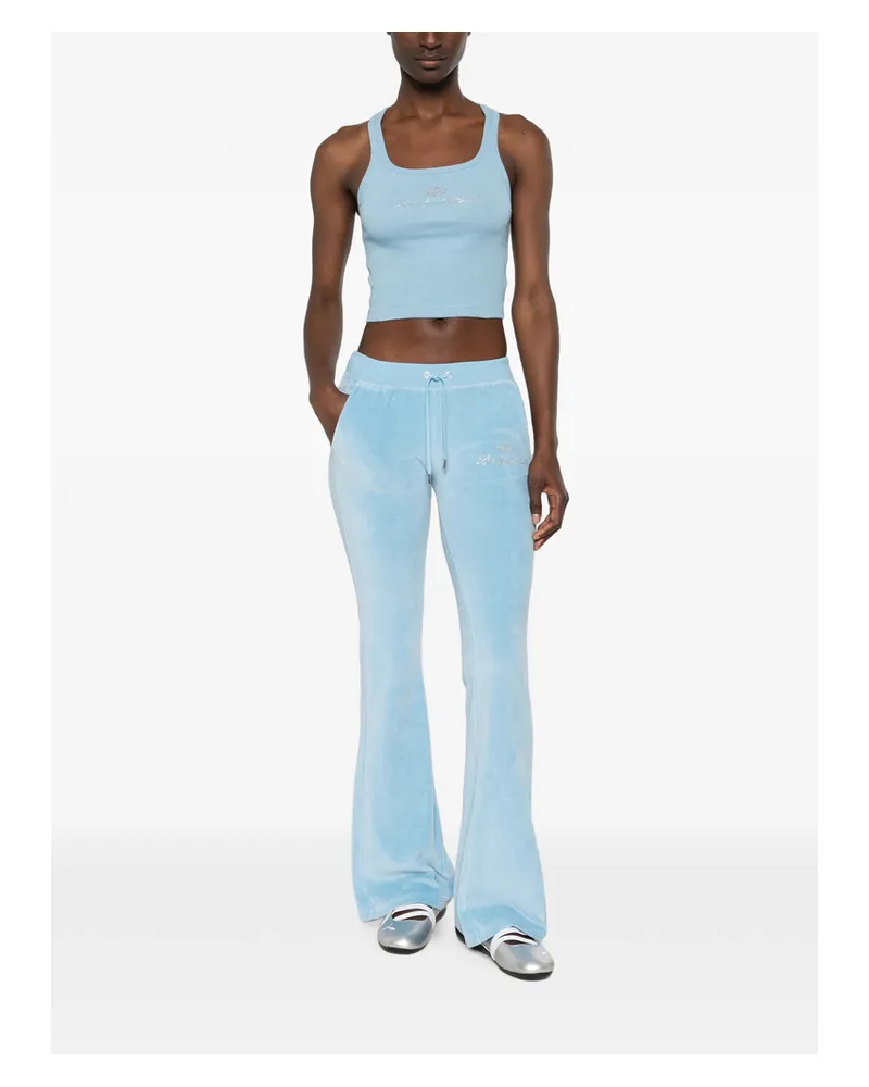 SPORTY & RICH X Juicy Couture Rhinestone-embellished Track Pants Blue