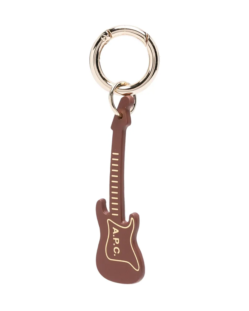 A.P.C. A. p.c. Guitar-shape Logo-detail Keyring Brown