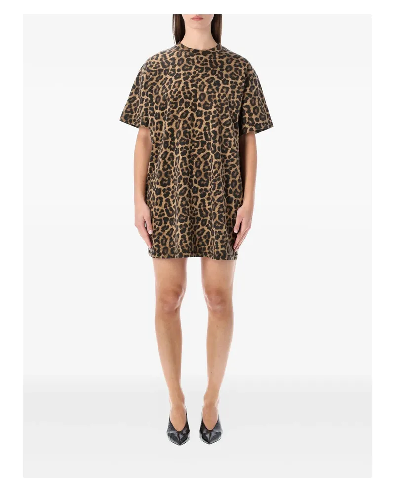 Anine Bing Beth Leopard-print Mini Dress Brown