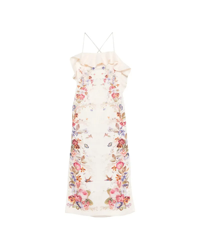 Zimmermann Patience Frill Midi Dress Neutrals