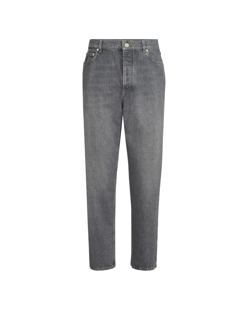 Brunello Cucinelli Greyscale Denim Iconic Fit Five-pocket Trousers Grey