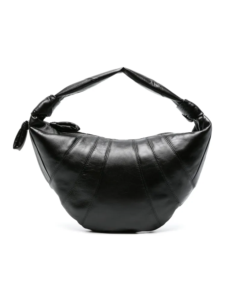 Christophe Lemaire Large Fortune Croissant Leather Shoulder Bag Black