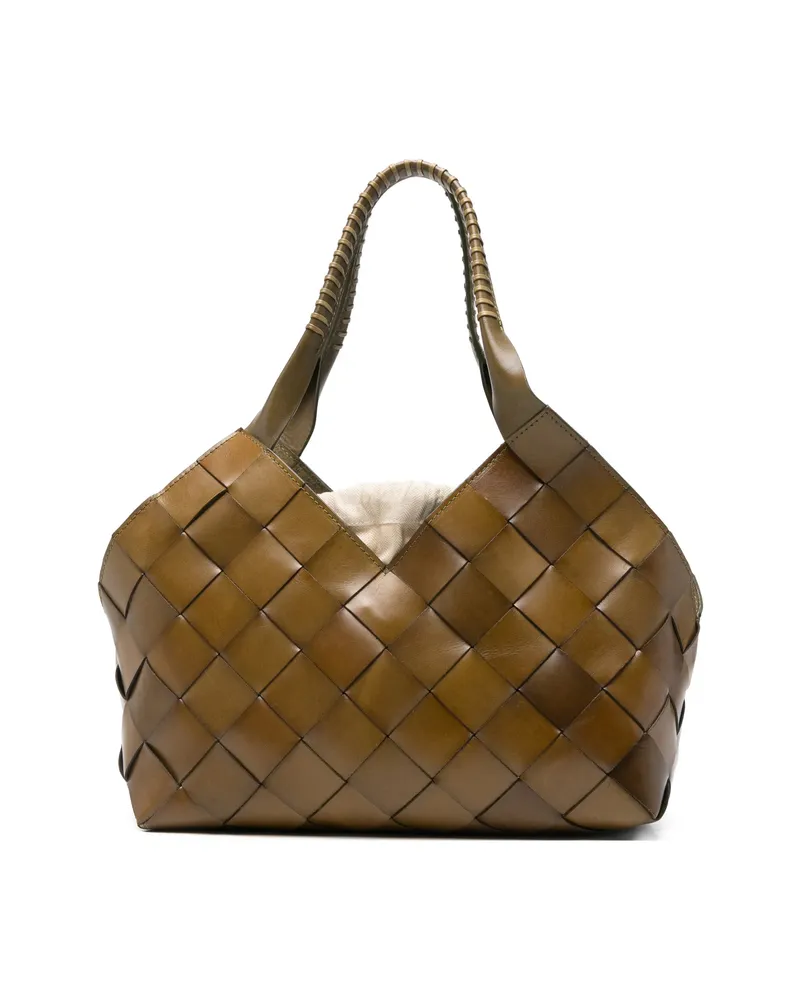 Dragon Diffusion Castello Woven Leather Tote Bag Green