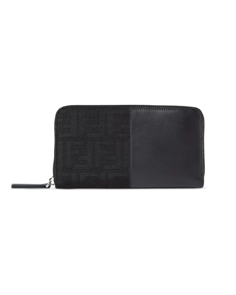 Fendi FF Jacquard Zip-around Black Wallet Black