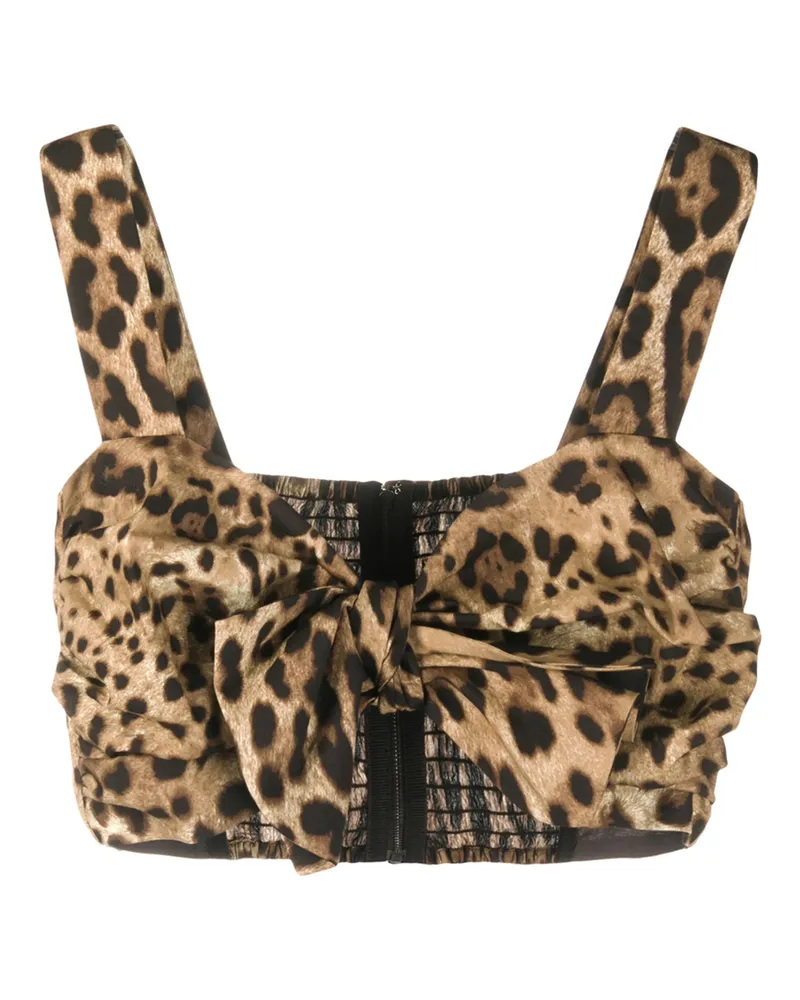 Dolce & Gabbana Leopard Print Crop Top Neutrals