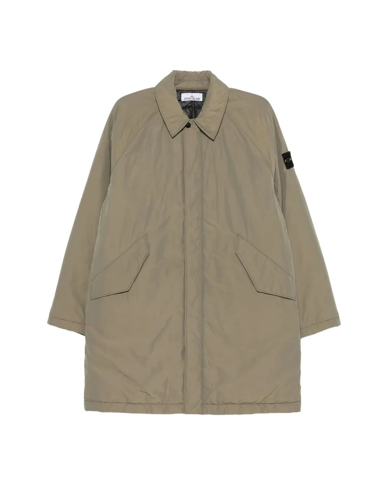 Stone Island Logo-patch Raglan-sleeve Coat Green