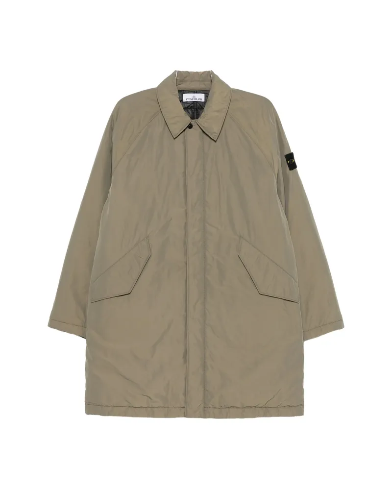 Stone Island Logo-patch Raglan-sleeve Coat Green