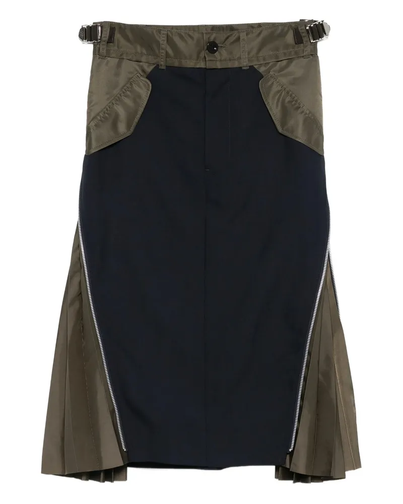 Sacai Pleated-detail Skirt Blue