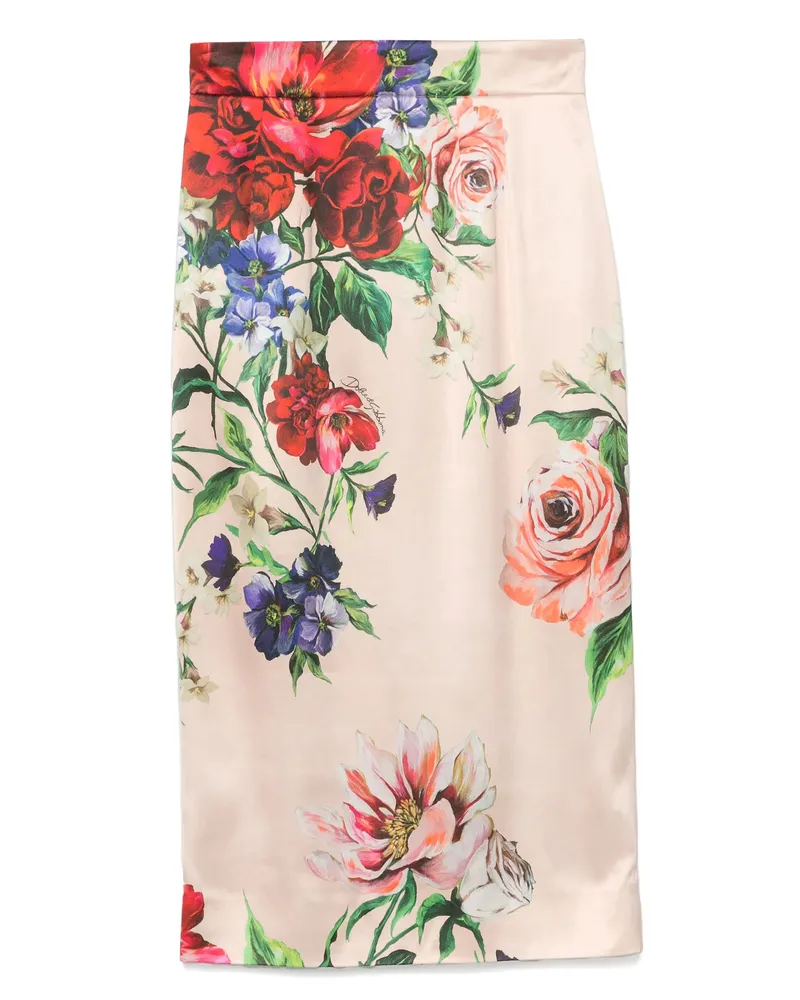 Dolce & Gabbana Floral-print Midi Skirt Pink