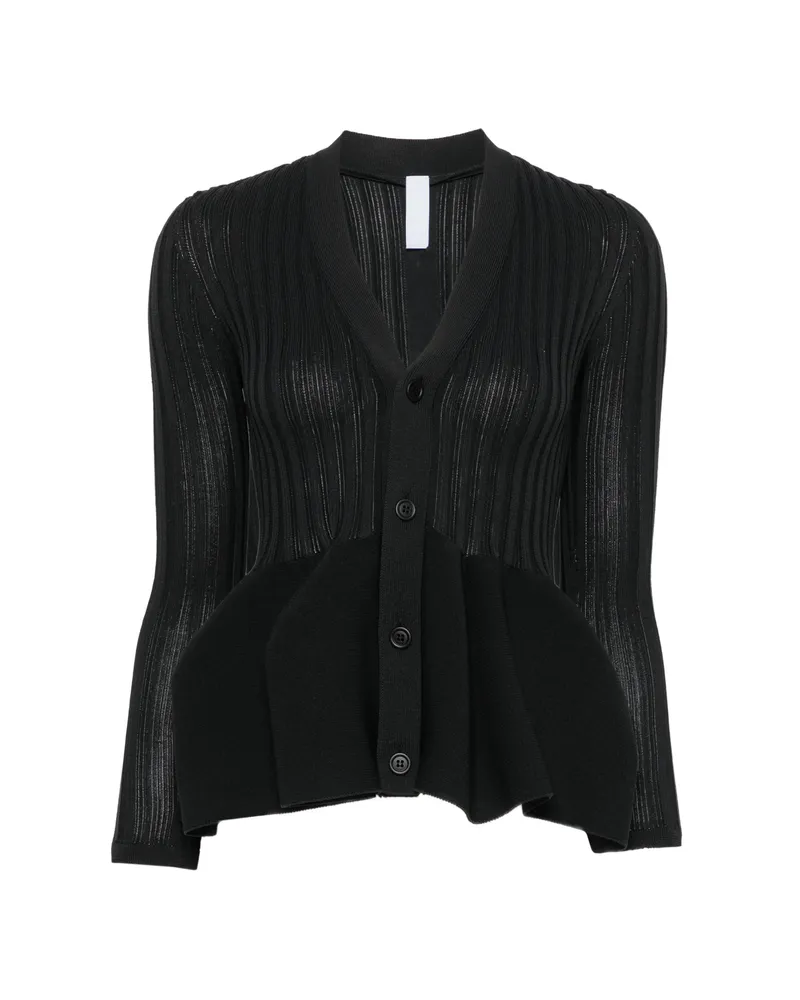CFCL Pottery Ribbed Peplum Cardigan Black