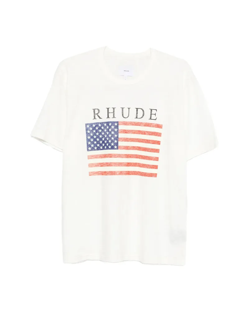 RHUDE USA Flag T-shirt Neutrals