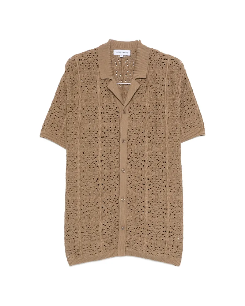 Maison Labiche Beuret Mosaic Openwork Buttoned Shirt Brown