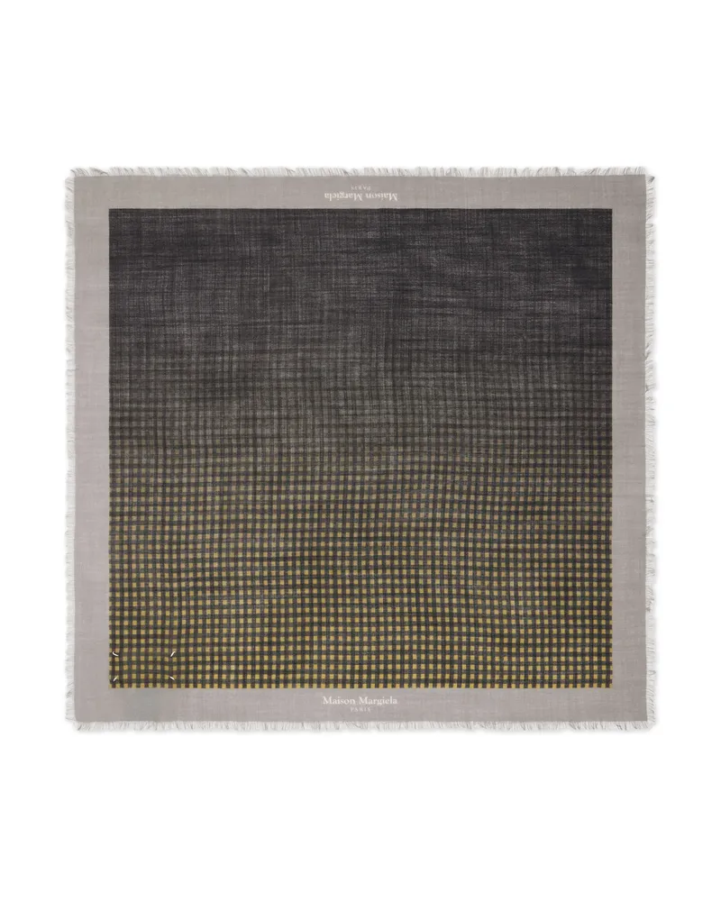 Maison Margiela Frayed-edge Checked Scarf Grey