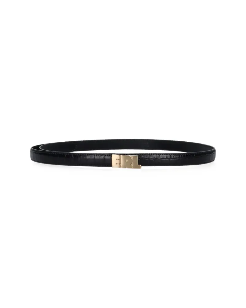 ERL Croc-effect Logo-buckle Belt Black