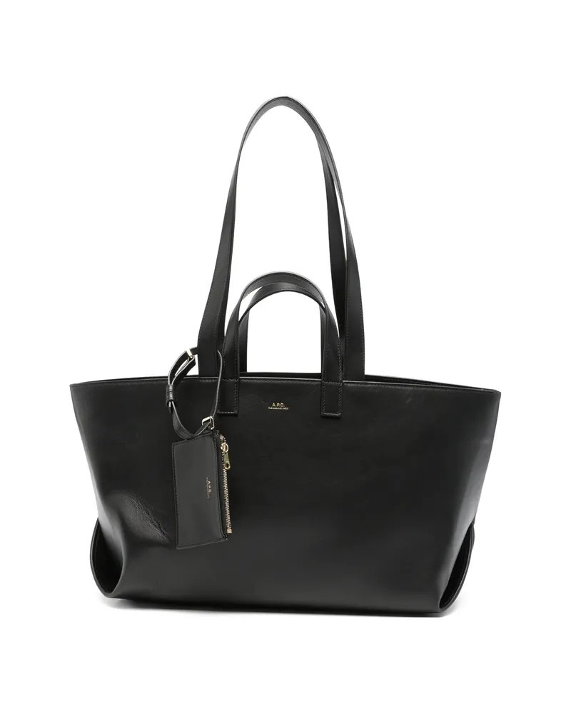 A.P.C. A. p.c. Le Drummer Logo-stamp Leather Tote Bag Black