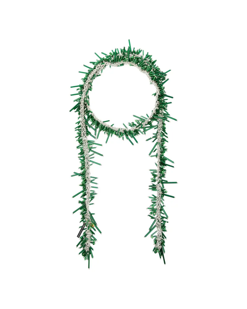 Dries van Noten Beaded Chain Necklace Silver