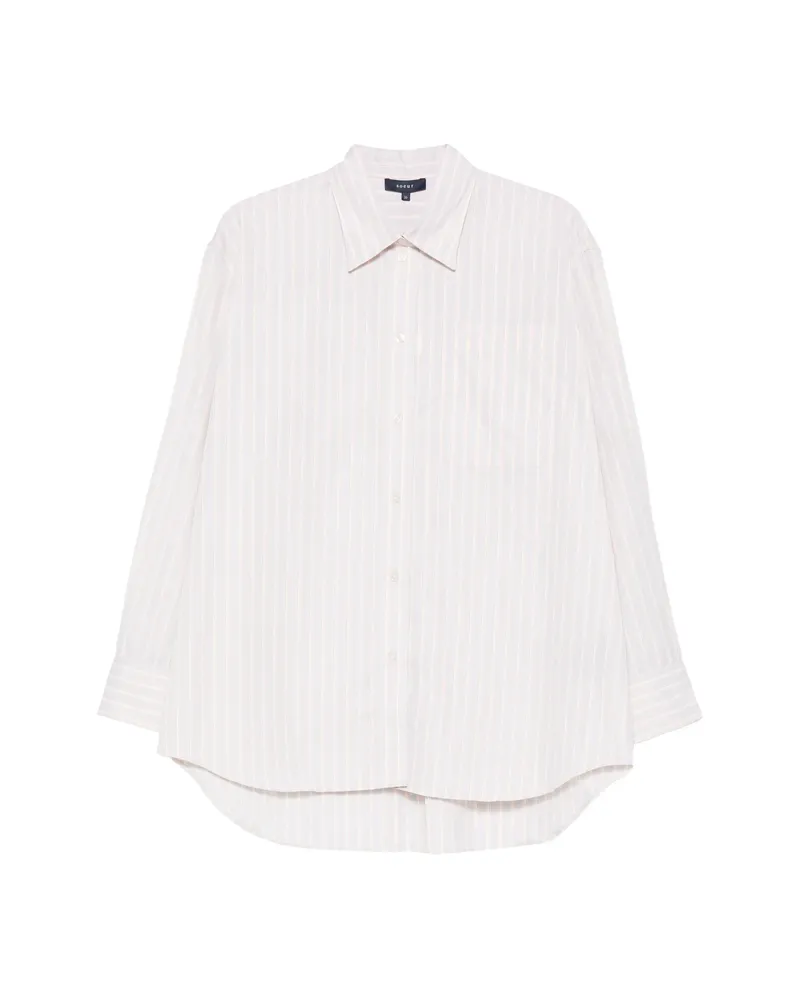 Soeur Striped Curved Hem Shirt Grey