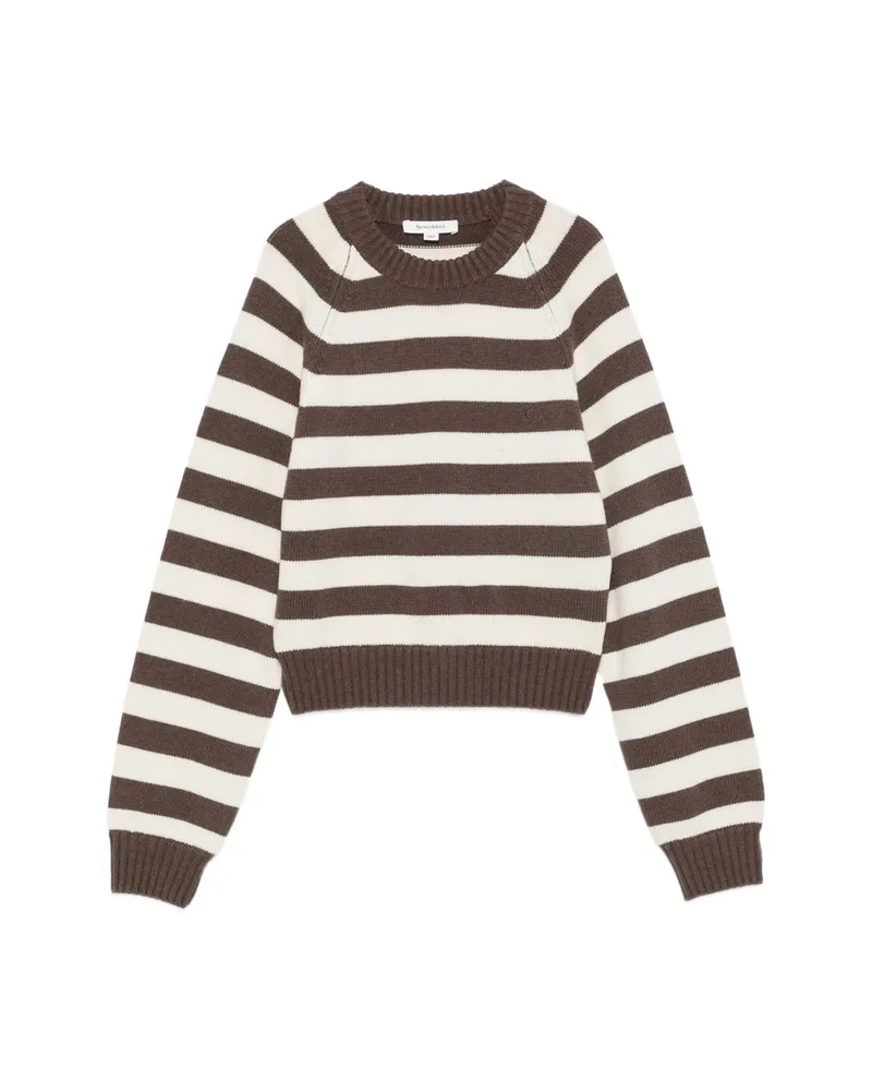 SPORTY & RICH Striped-pattern Long-sleeve Sweater Brown