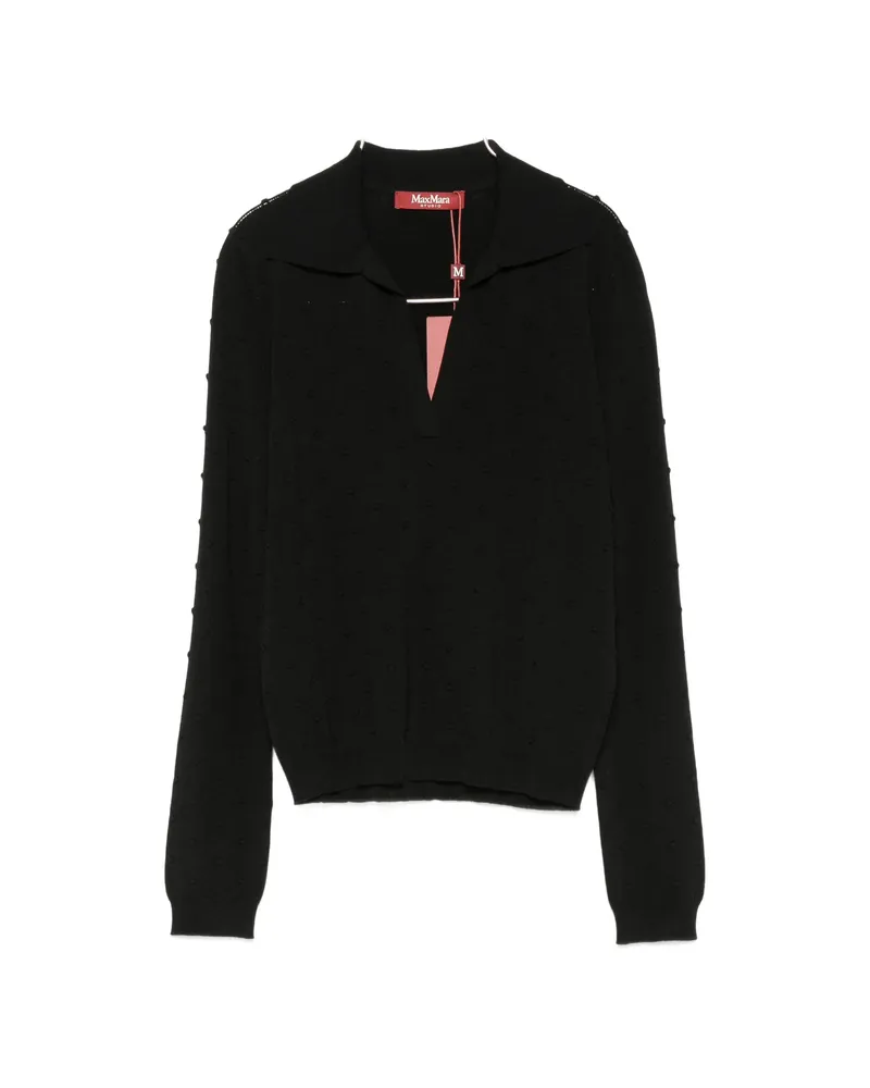 Max Mara Bobble-knit Polo Sweater Black