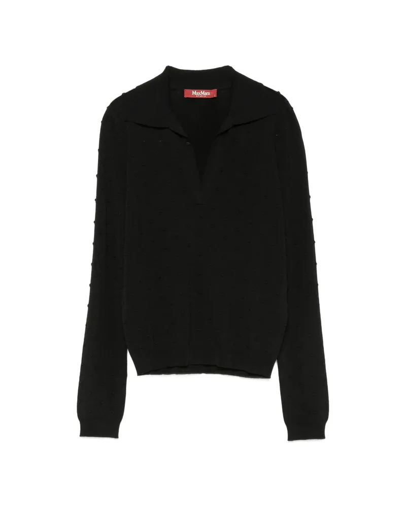 Max Mara Bobble-knit Polo Sweater Black