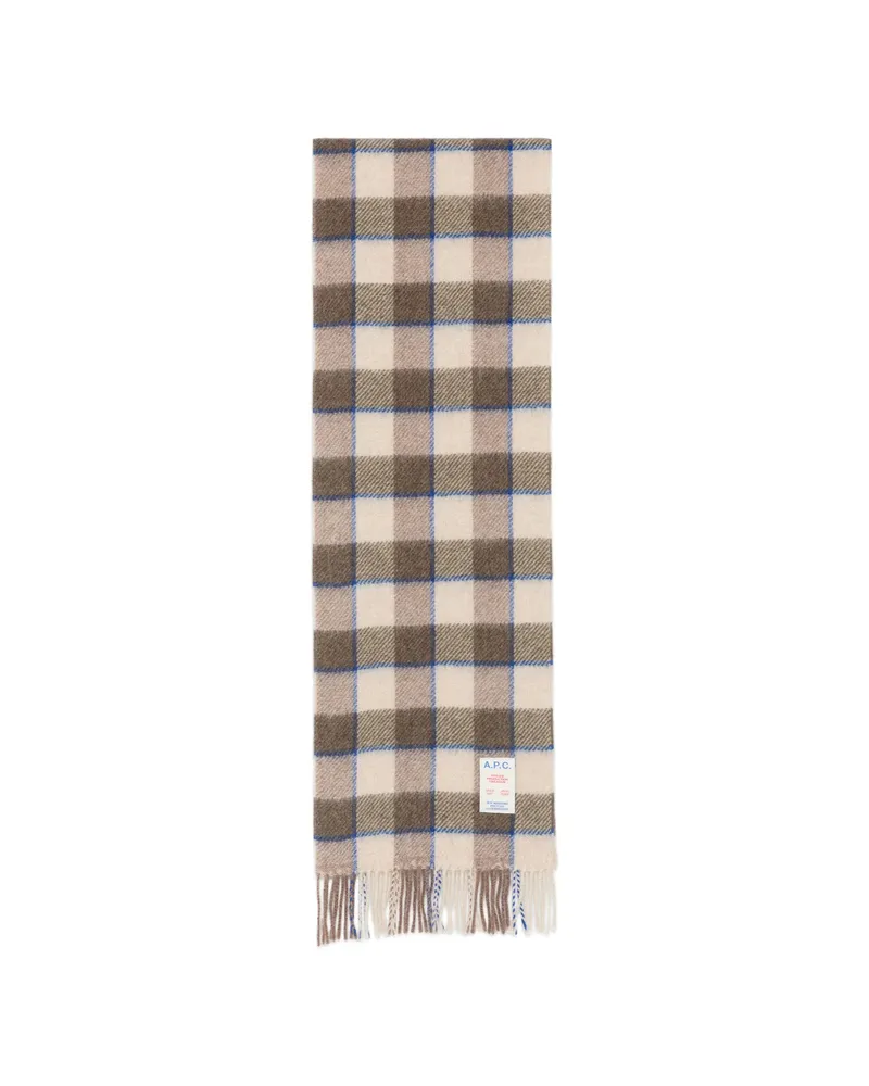 A.P.C. A. p.c. Check-pattern Fringed Scarf Neutrals