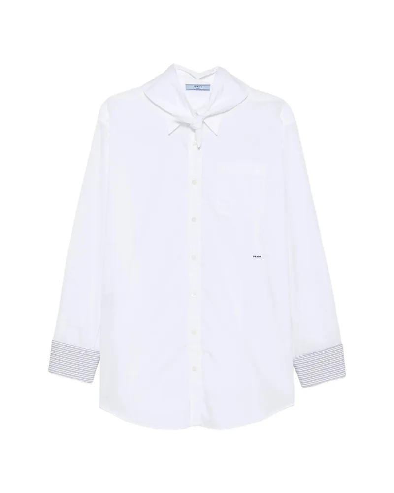 Prada Scarf-detail Long-sleeve Shirt White