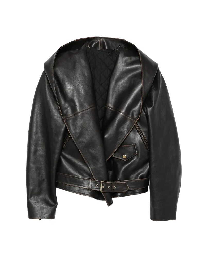 Alaïa Hooded Belted Jacket Brown