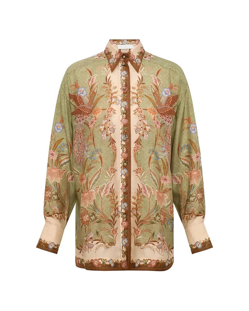 Zimmermann Indra Floral-print Shirt Green