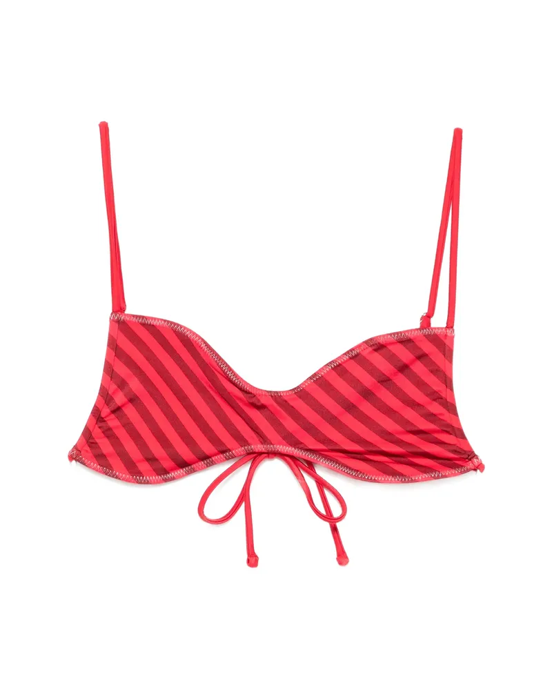 Frankies Bikinis X Jennie Magnolia Striped Bikini Top Red