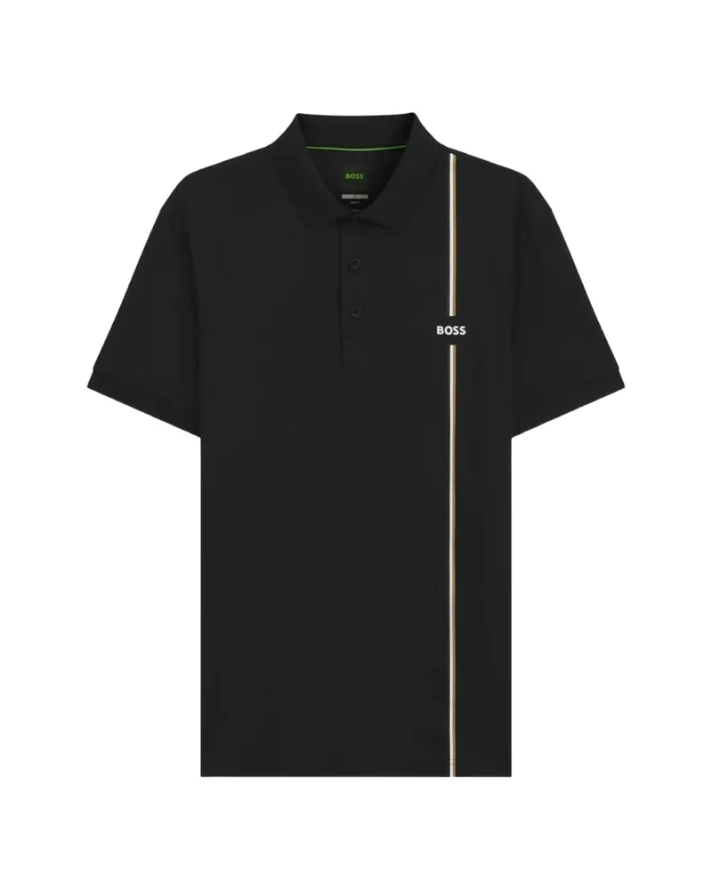 HUGO BOSS Active Quick-dry Polo Shirt With Signature Stripe Black
