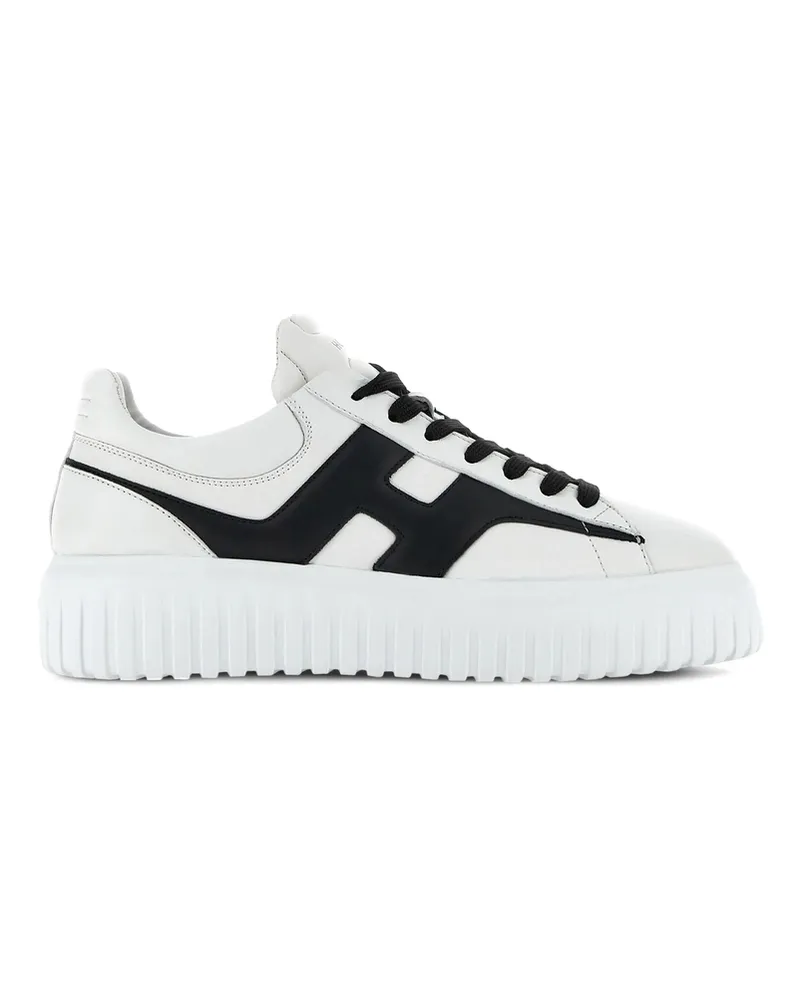 Hogan H-Stripes Leather Sneakers Neutrals