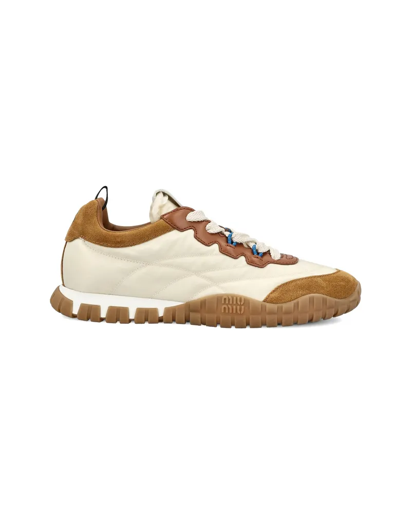 Miu Miu Tyre Panelled Sneakers Neutrals