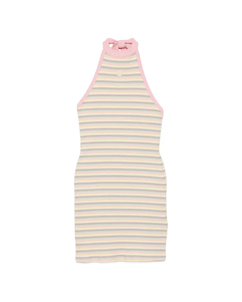 Amiri Striped Halterneck Mini Dress Pink