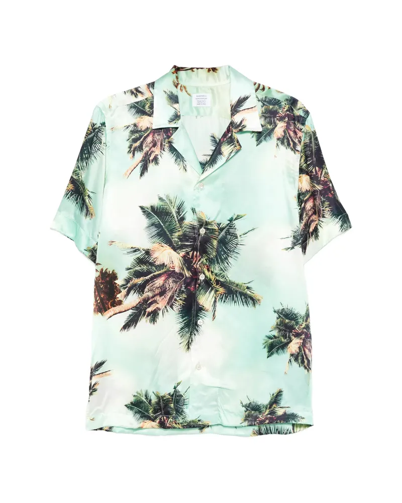 MAZZARELLI Palm-print Shirt Green