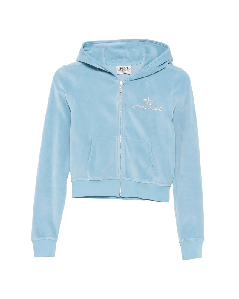 SPORTY & RICH X Juicy Couture Rhinestone-embellished Zip-up Hoodie Blue