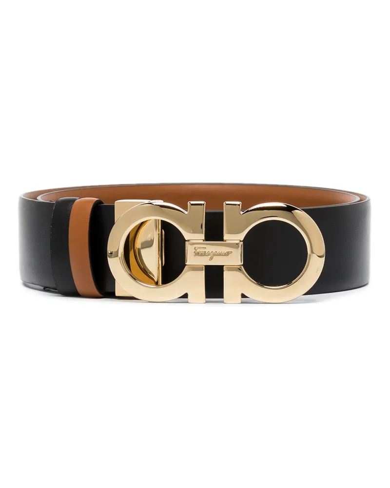 Ferragamo Gancini Reversible Leather Belt Black