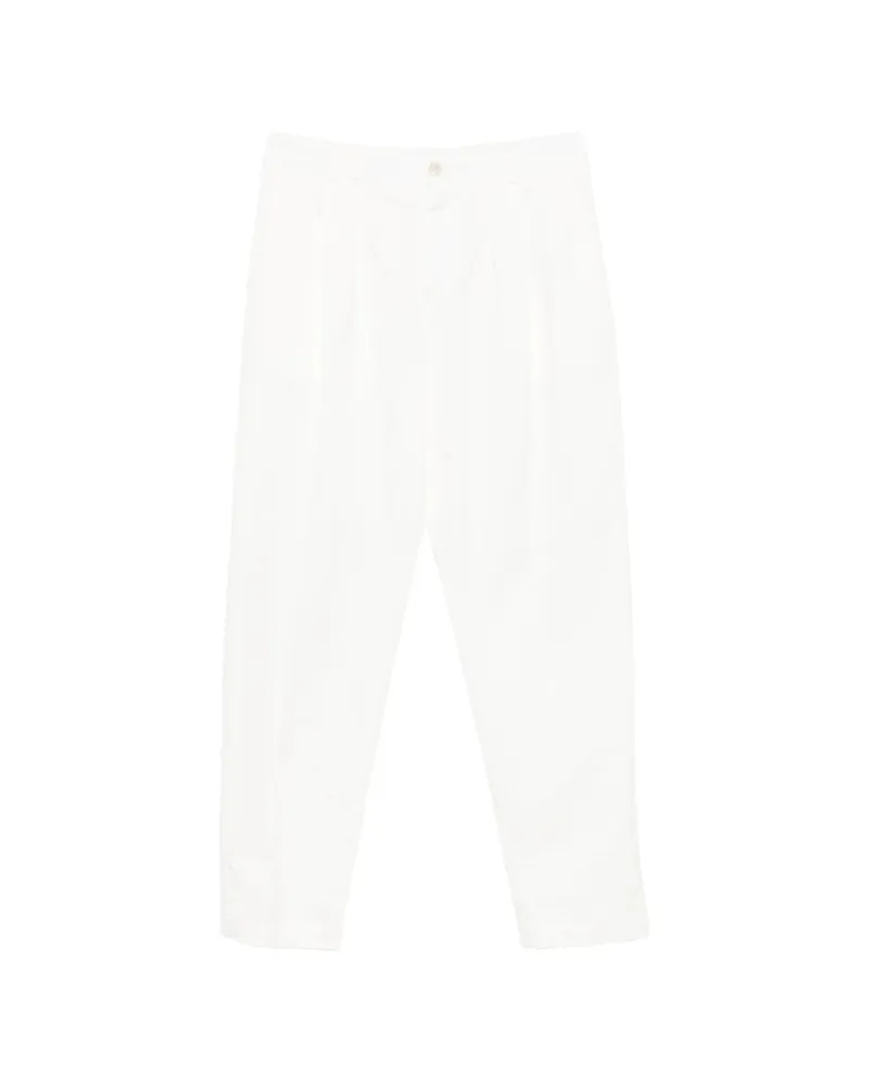 Canali Pleated Straight-leg Trousers White