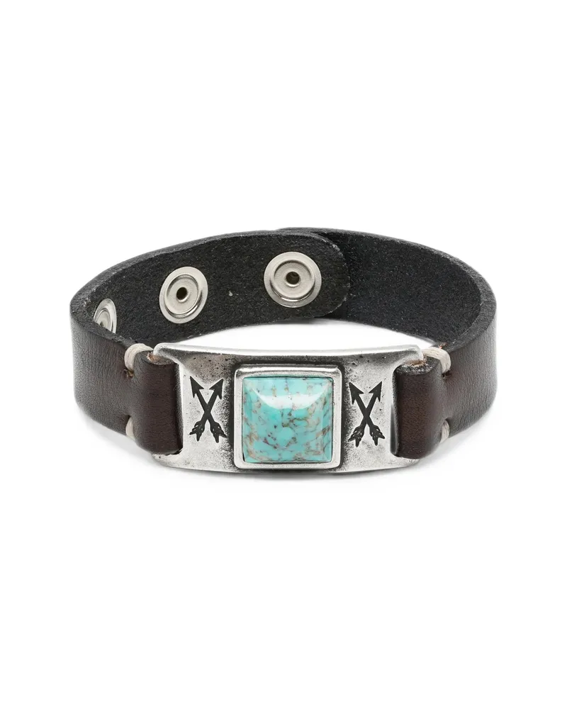 ERALDO Turquoise-embellished Leather Bracelet Brown