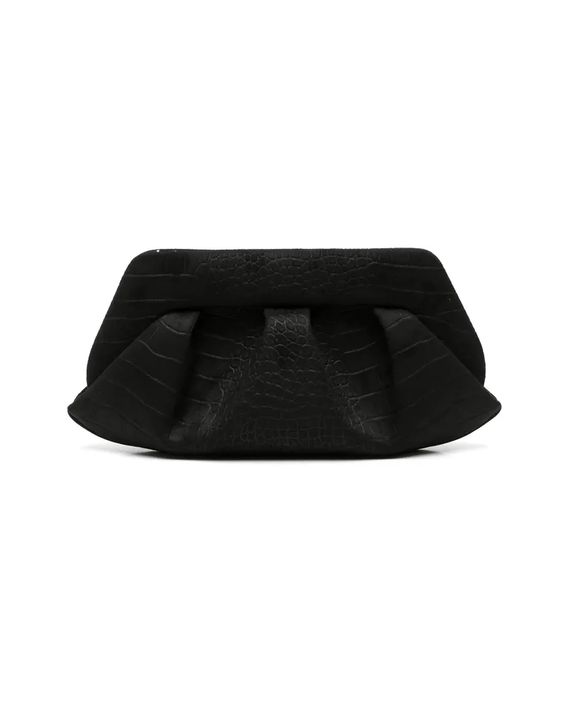 THEMOIRÈ Crocodile-effect Bios Clutch Bag Black