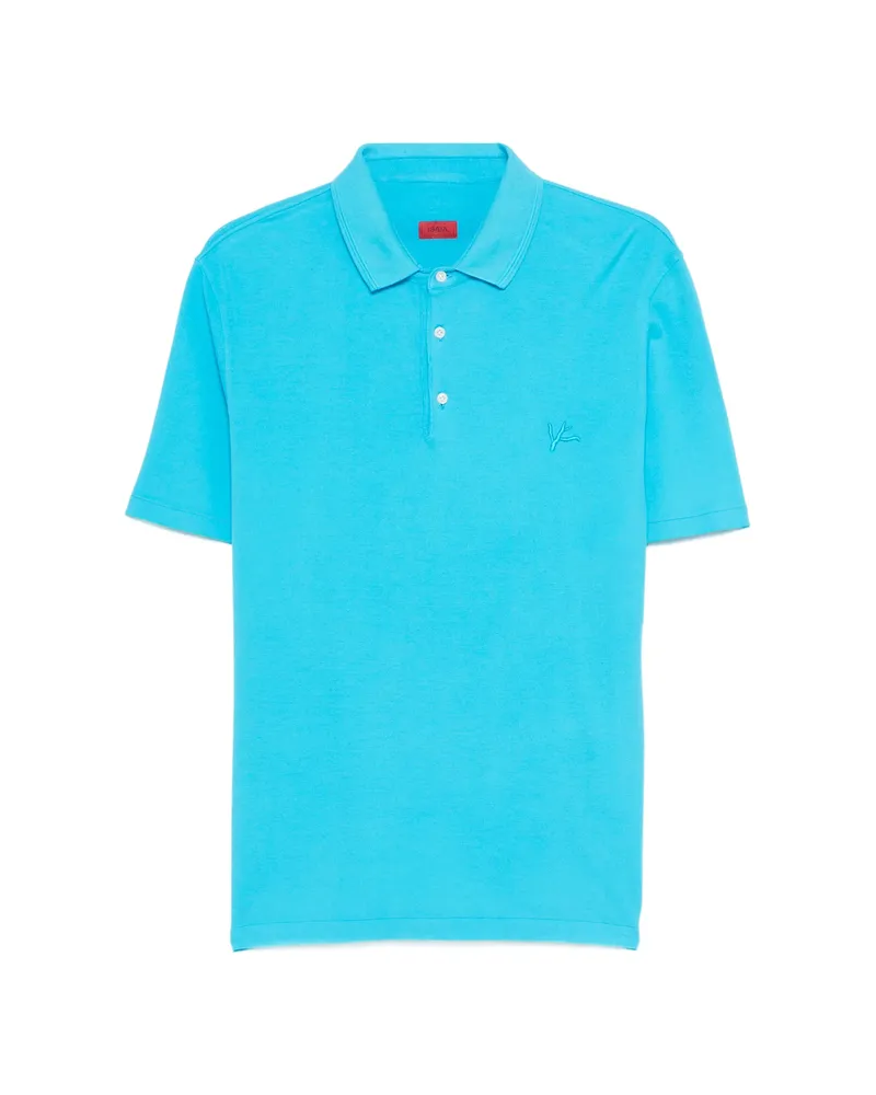 Isaia Embroidered-detail Polo Shirt Blue