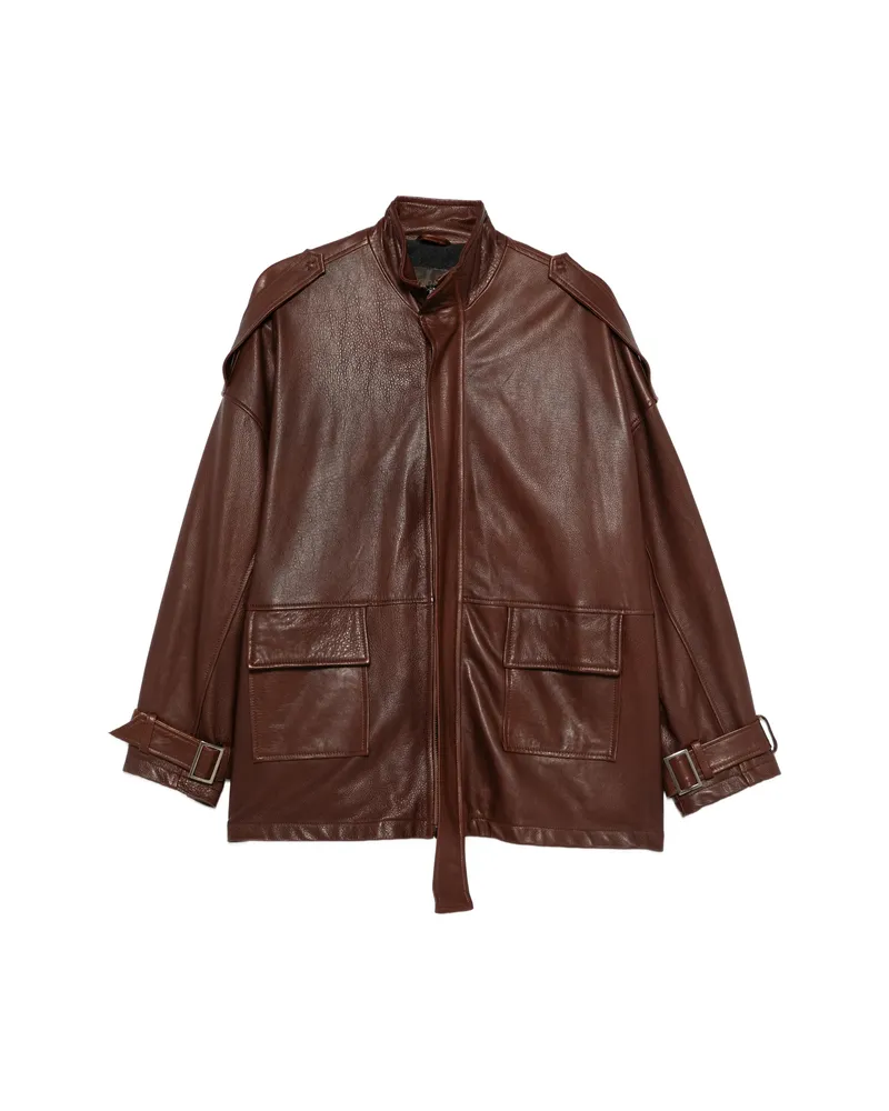 Giorgio Brato Leather Zip-up Jacket Brown