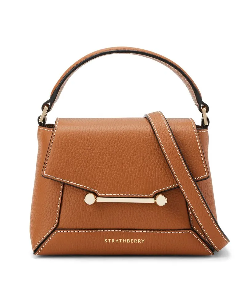 Strathberry Mosaic Leather Tote Bag Brown