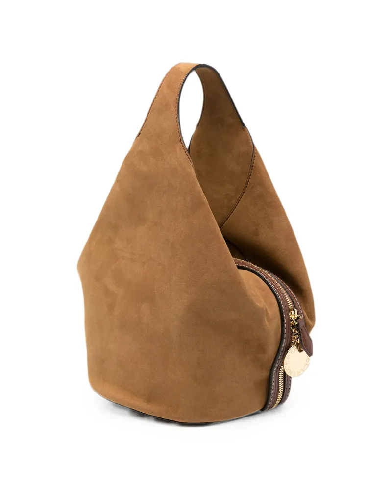 Stella McCartney Small Appaloosa Logo-charm Suede-effect Tote Bag Brown