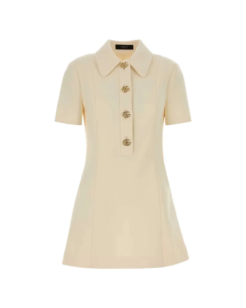 Gucci Logo-button A-line Mini Dress Neutrals