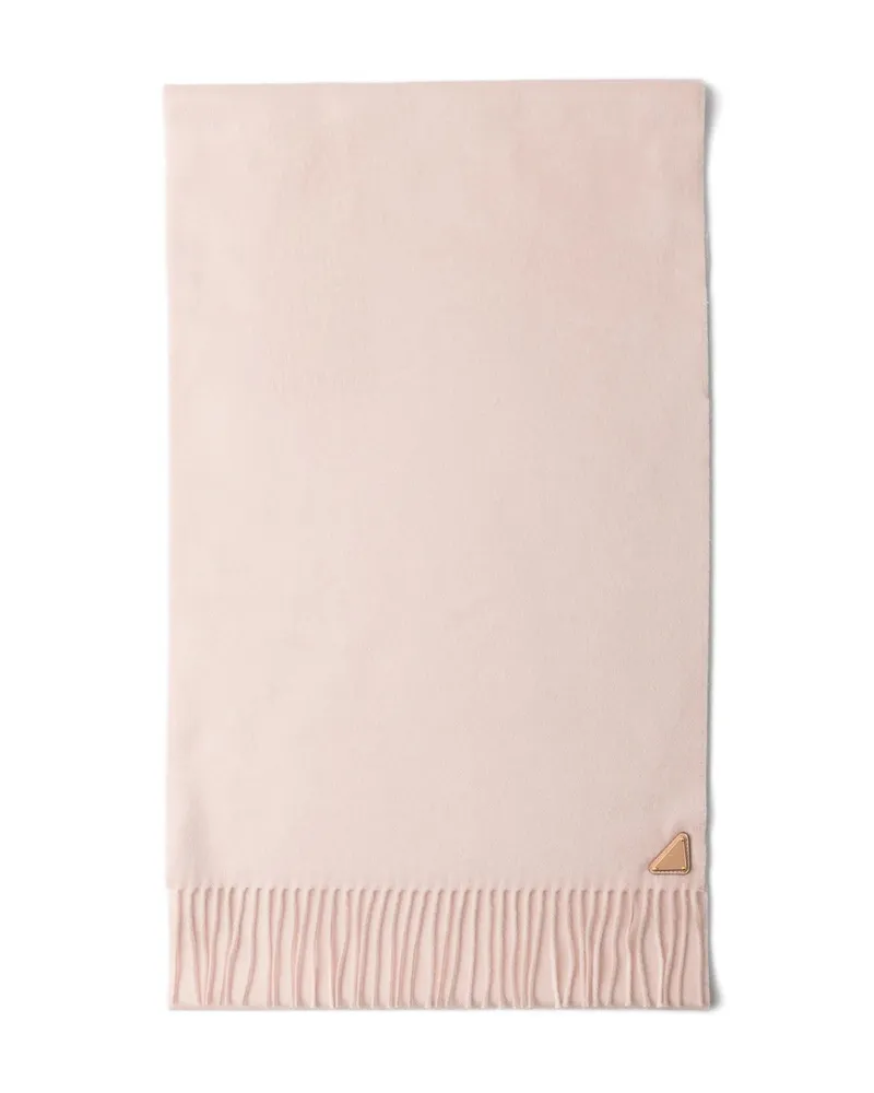 Prada Triangle-logo Fringed Scarf Pink