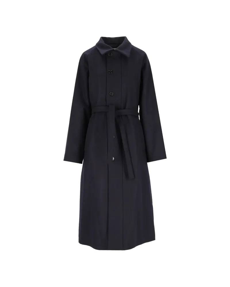 BARENA Belted Button-up Coat Blue