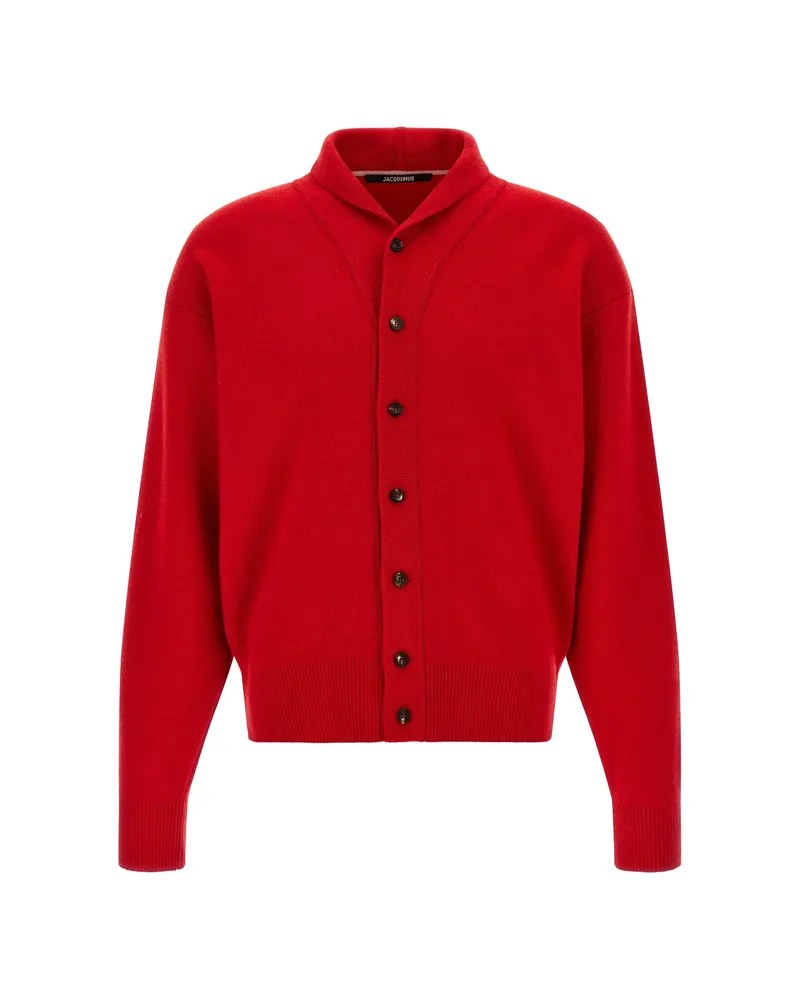 Jacquemus Shawl-collar Knitted Cardigan Red