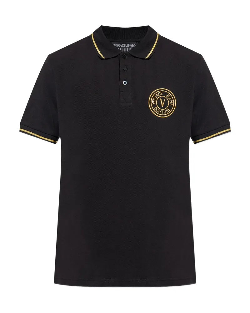 Versace Jeans Logo-embroidered Polo Shirt Black