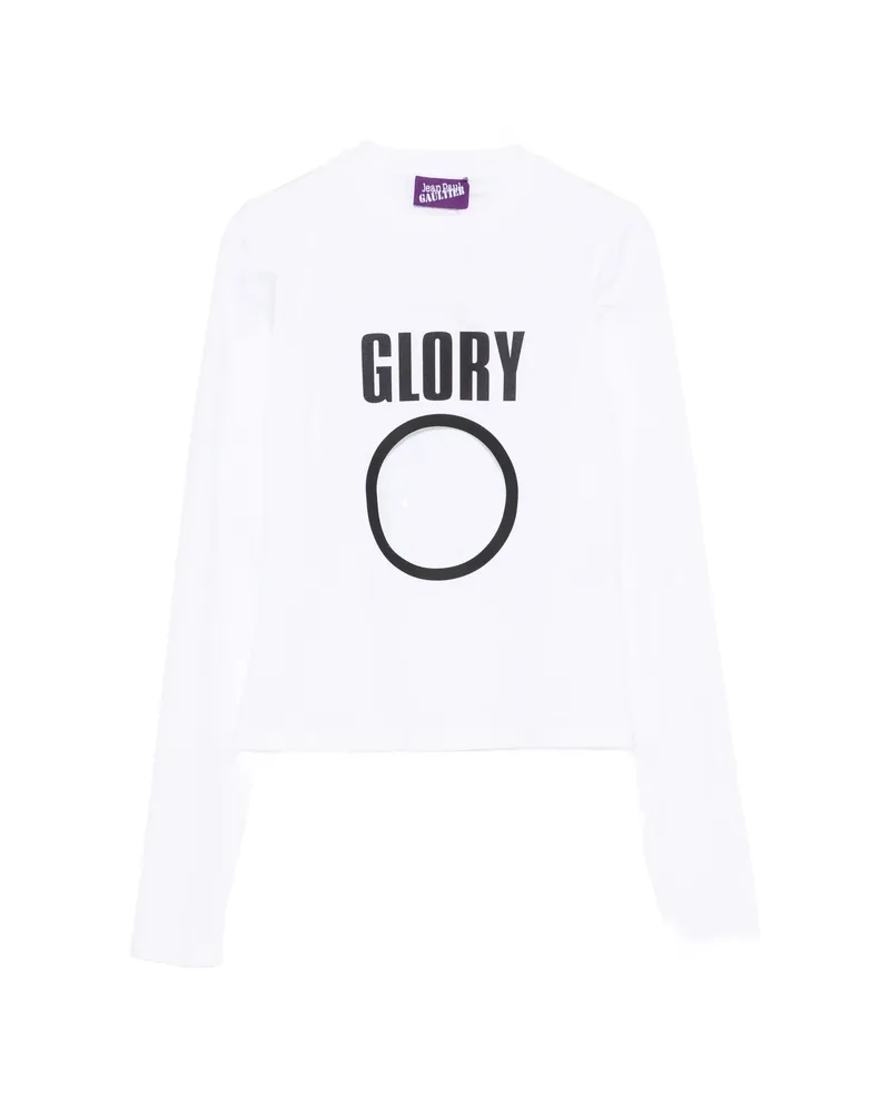 Jean Paul Gaultier Cut-out Slogan-print T-shirt White