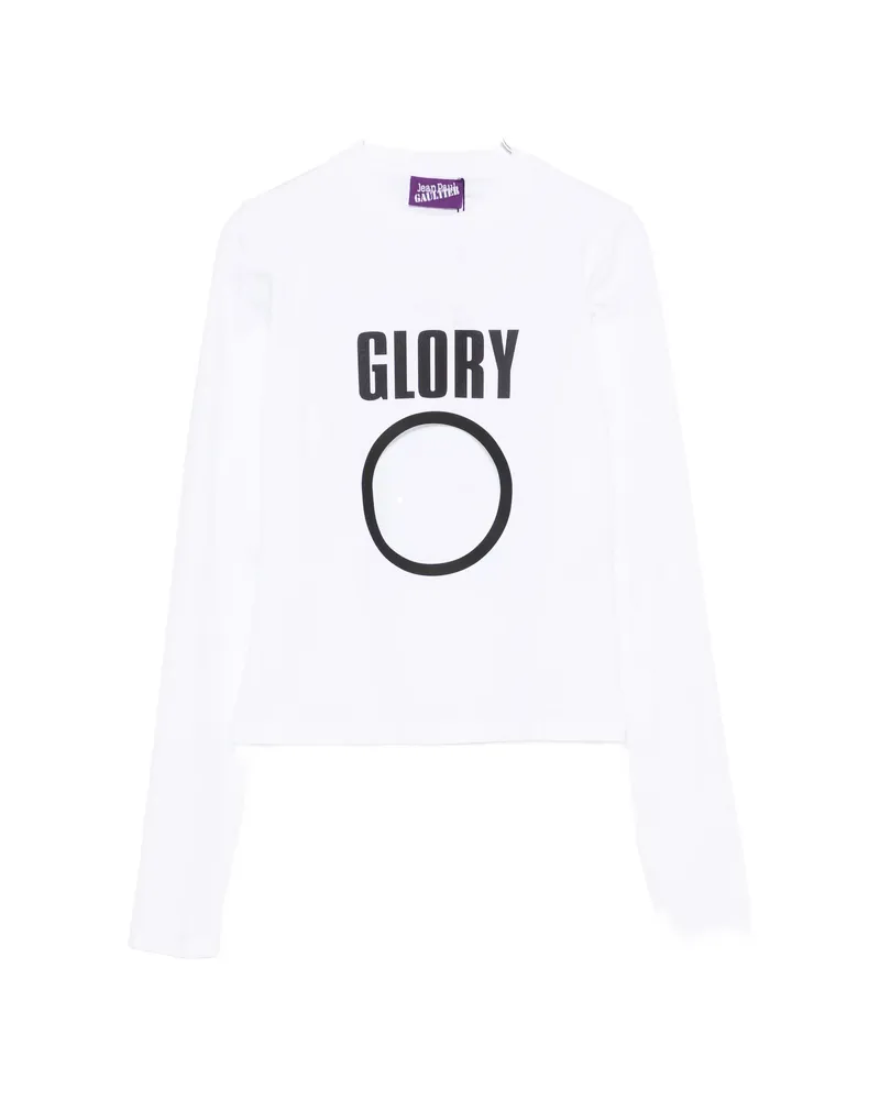 Jean Paul Gaultier Cut-out Slogan-print T-shirt White